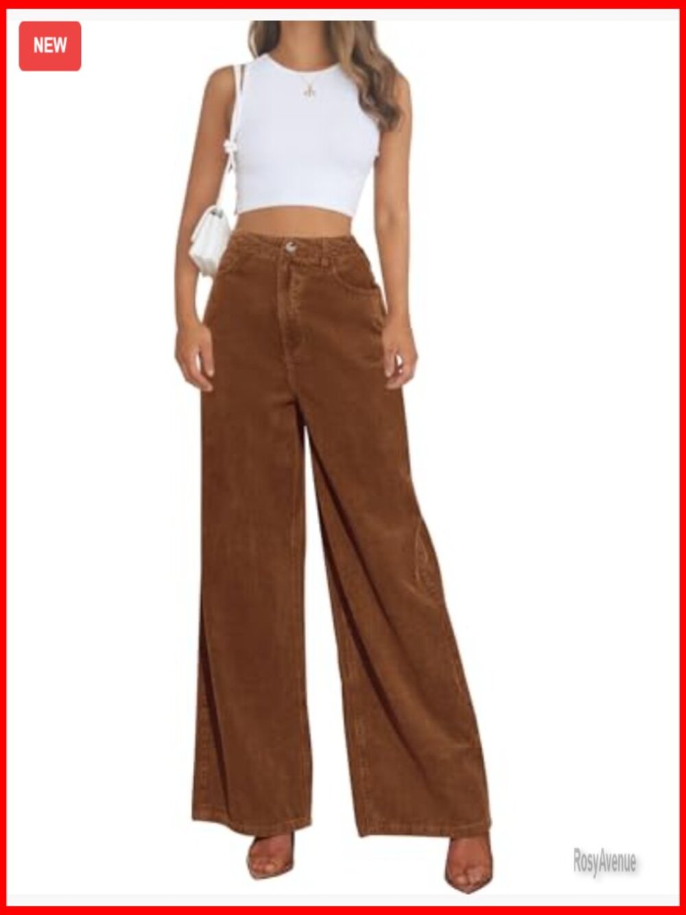 High Waisted Wide Leg Corduroy Dress Pants with Pockets - Picture 2 of 6